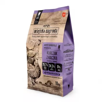 Alimento seco para gatos wiejskazagroda COUNTRY FARM pollo con pato 10 kg — adulto, proteína 44%, grasa 17%, sin gluten, sin soja