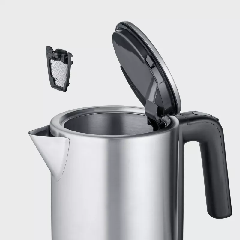 Hervidor de agua SEVERIN WK 3449 — 1,7 l, 2400 W, acero inoxidable/plástico, negro-plata