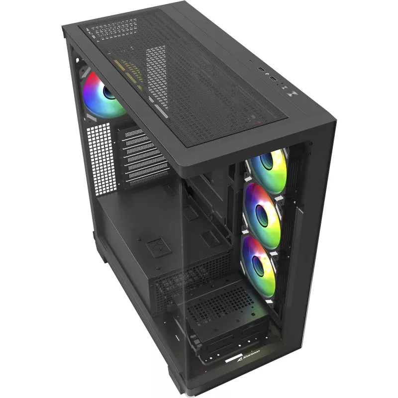 ELITE SHARK CA500, caja torre negra, 2x cristal templado