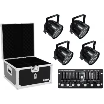 Set de luces LED PAR-56 EUROLITE 20000411 — 4 focos HCL PAR-56 con flightcase y controlador