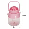 Botella de agua Extralink botella escolar con pajita y correa 1 L rosa