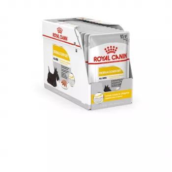 Royal Canin Dermacomfort Adult 85 g bolsa – Comida húmeda para perros con piel sensible, sabor aves, 78 % humedad