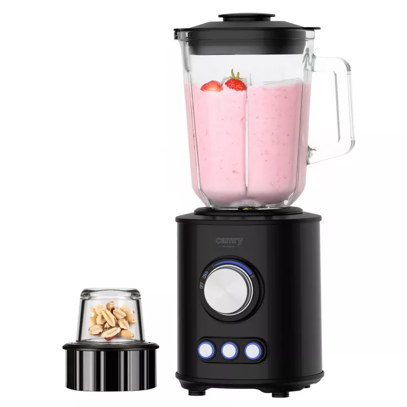 Batidora de vaso Camry CR 4088, 1800 W, jarra de cristal de 1,5 l, negro piano