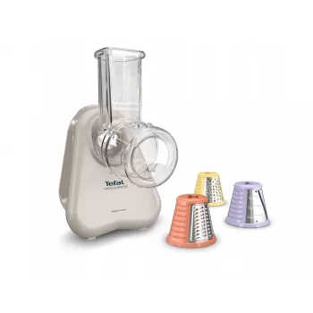 Cortador eléctrico de verduras Tefal Fresh Express DN853BE0 — 150 W, 3 discos intercambiables, 1 velocidad, crema