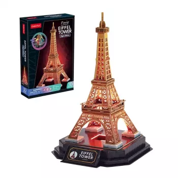 Puzle 3D Cubicfun Torre Eiffel Night Edition LED de cubicfun modelo 306-L534H – puzle arquitectónico 3D iluminado