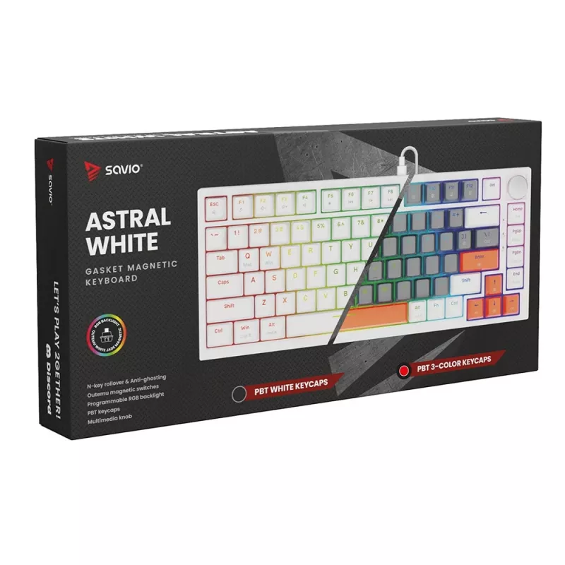 Savio ASTRAL WHITE JADE 3 COLOURS teclado gaming USB QWERTY US International