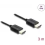 Cable HDMI DELOCK 81683 — 3 m, conector macho HDMI Type-A a conector macho, 48 Gbit/s, hasta 7680×4320, contactos dorados, negro