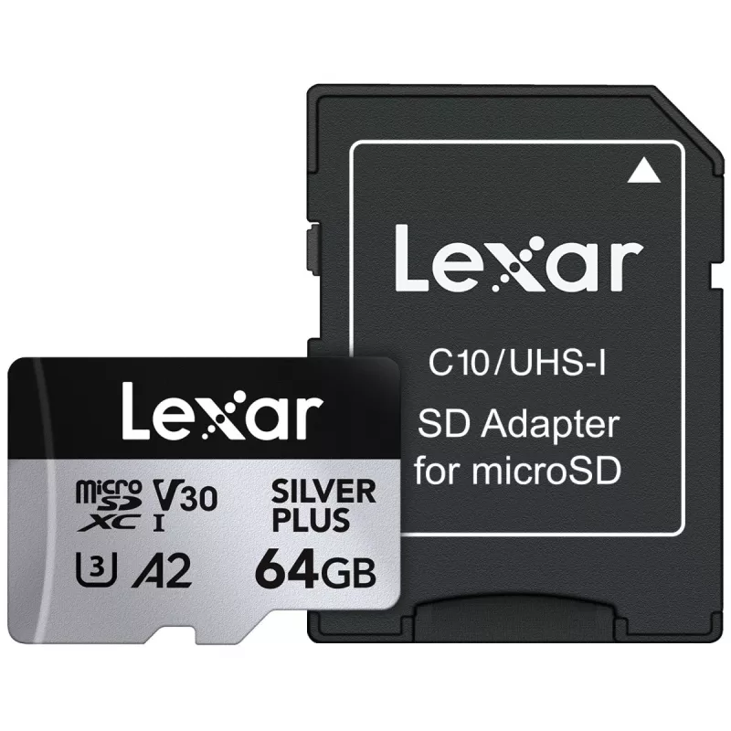 Tarjeta MicroSD Lexar 64 GB UHS-I Clase 3 SILVER PLUS