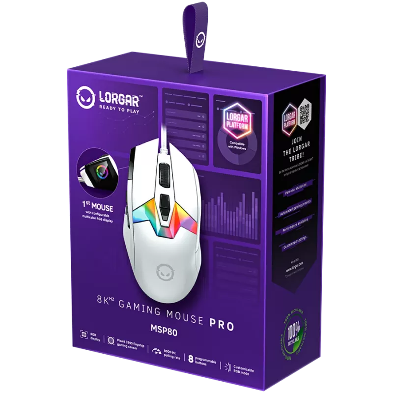 Ratón gaming LORGAR MSP80 8000 Hz con cable