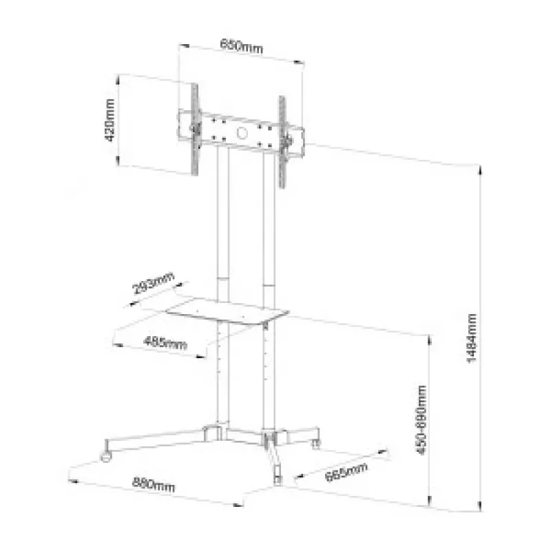 ART STO S-08A Carro de TV móvil con soporte para pantallas de 30-65 pulgadas, máx. 60 kg