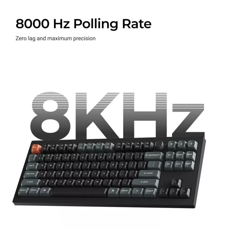 Teclado mecánico Keychron V3 Ultra 8K – QWERTY, Bluetooth y cable, RGB, negro