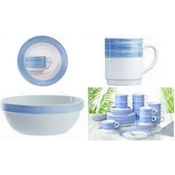 Vaso de cristal con asa Esmeyer BRUSH 0.25 l, decoración de rayas azules