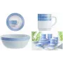 Vaso de cristal con asa Esmeyer BRUSH 0.25 l, decoración de rayas azules