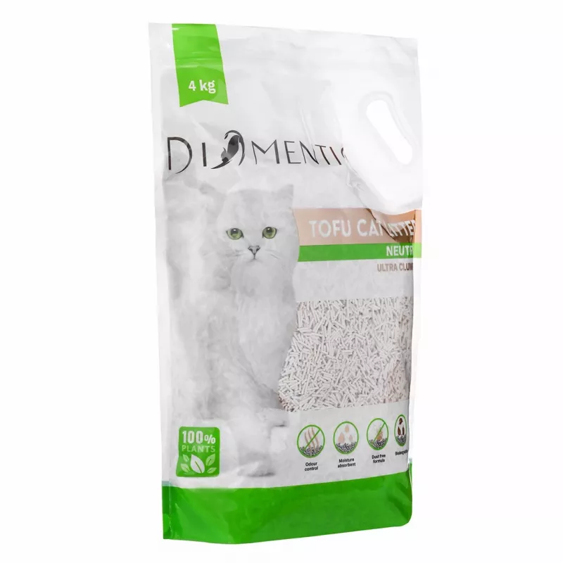 DIAMENTIQ Tofu Neutral Ultra aglutinante – arena vegetal – 4 kg