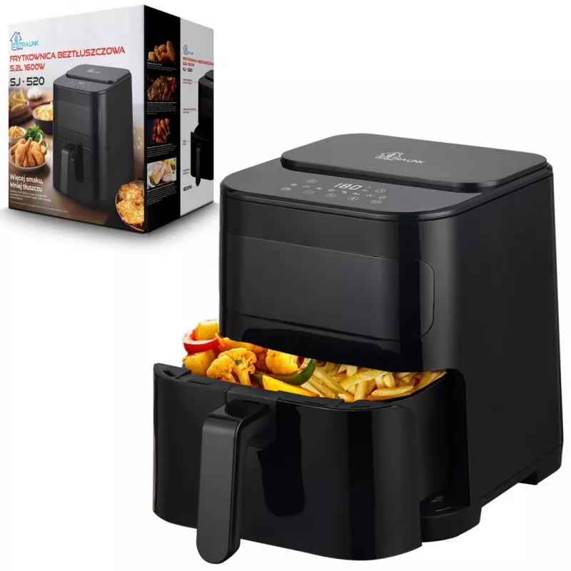 Extralink HOME AIR 5.2L EU SJ-520 Freidora individual 1600 W Freidora de aire Negro