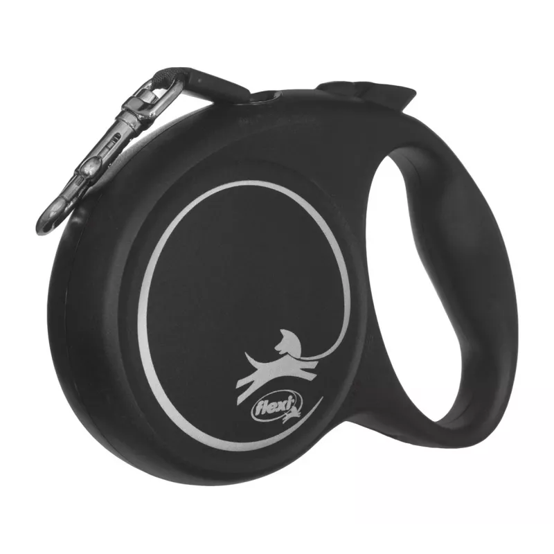 Flexi Black Design M correa extensible para perros, cinta de 5 m, hasta 25 kg