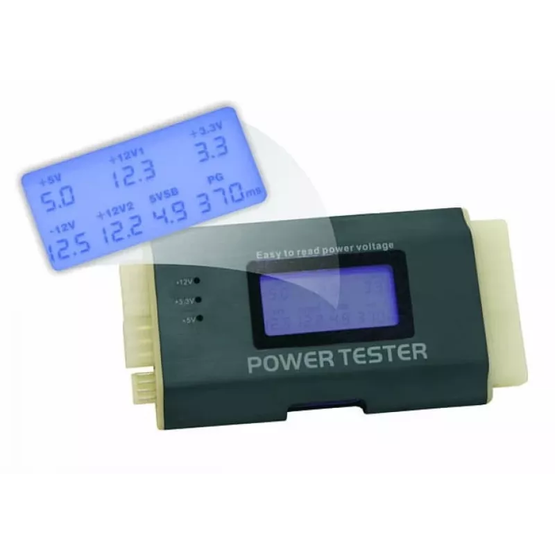 DeLOCK 18159 comprobador de fuentes de alimentación III para ATX/BTX/ITX, negro/blanco