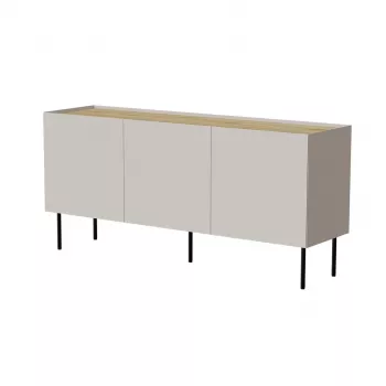 Cómoda cama meble FELLINI 150x40x70 cm, acabado cashmere, tablero de roble aceitado