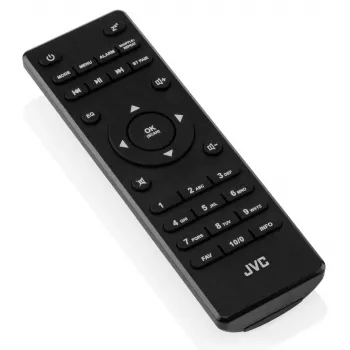 Radio por internet JVC RA-E981B — streaming Wi‑Fi y Bluetooth, DAB+, FM, 2x5W, 40 memorias de emisoras, USB, AUX, pantalla LCD