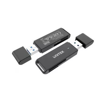 Lector de tarjetas Unitek Y-9327A USB 3.2 Gen 1 Type-A — MicroSD/SD, 2 ranuras, 5000 Mbit/s, negro