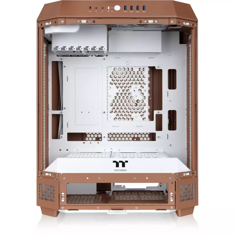 Caja Thermaltake The Tower 600 CA-1Z1-00MUWN-00 Midi Tower ATX, vidrio templado, 2 ventiladores de 140 mm, compatible con unidades de 3,5/2,5 pulgadas, Mocha Mousse