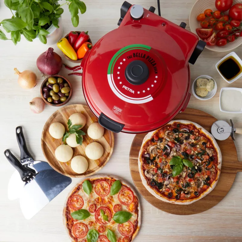 Pizzera Petra PT5666VDE Bella Pizza 1200 W superficie antiadherente, horno de pizza de sobremesa