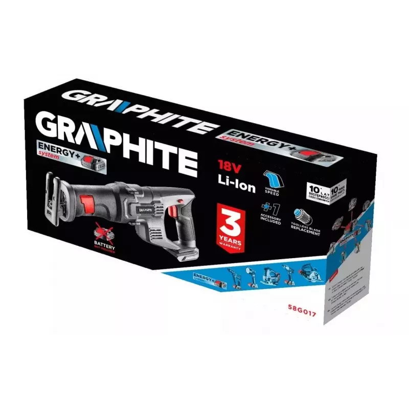 Sierra sable inalámbrica Graphite Energy+ 18V Li-Ion, sin batería
