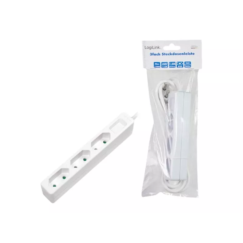 Alargador de corriente LogiLink LPS229 1,5 m 3 salidas AC interior blanco