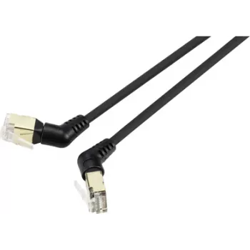 Renkforce RF-6071554 Cable de red RJ45, cable de conexión CAT 8.2 S/FTP 1,00 m Negro Contactos giratorios 360°, salida de cable en ángulo 1 unidad (RF-6071554)