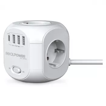 Alargador RealPower PowerBox 431 1,8 m 4 tomas de corriente interior blanco