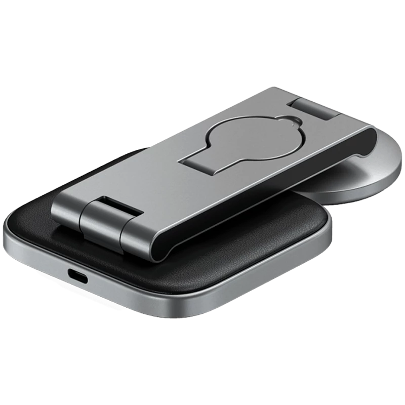 SATECHI estación de carga inalámbrica Qi2 plegable 3 en 1 (gris espacial) con conectores tipo A, C, G