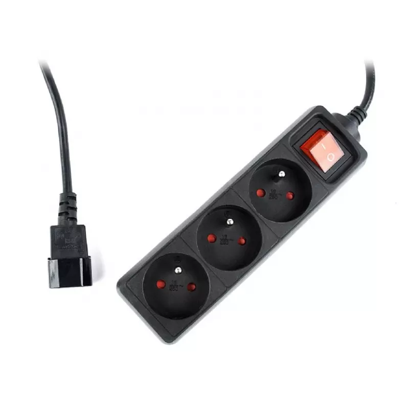 Protector de sobretensión Gembird EG-PSU3F-01 negro 3 tomas AC 230 V 0,6 m