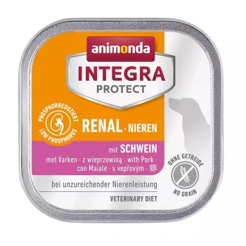 Comida húmeda para perros animonda Integra Protect Nieren con Schwein, perros adultos, 150 g envase, 73 % humedad, 16 % grasa