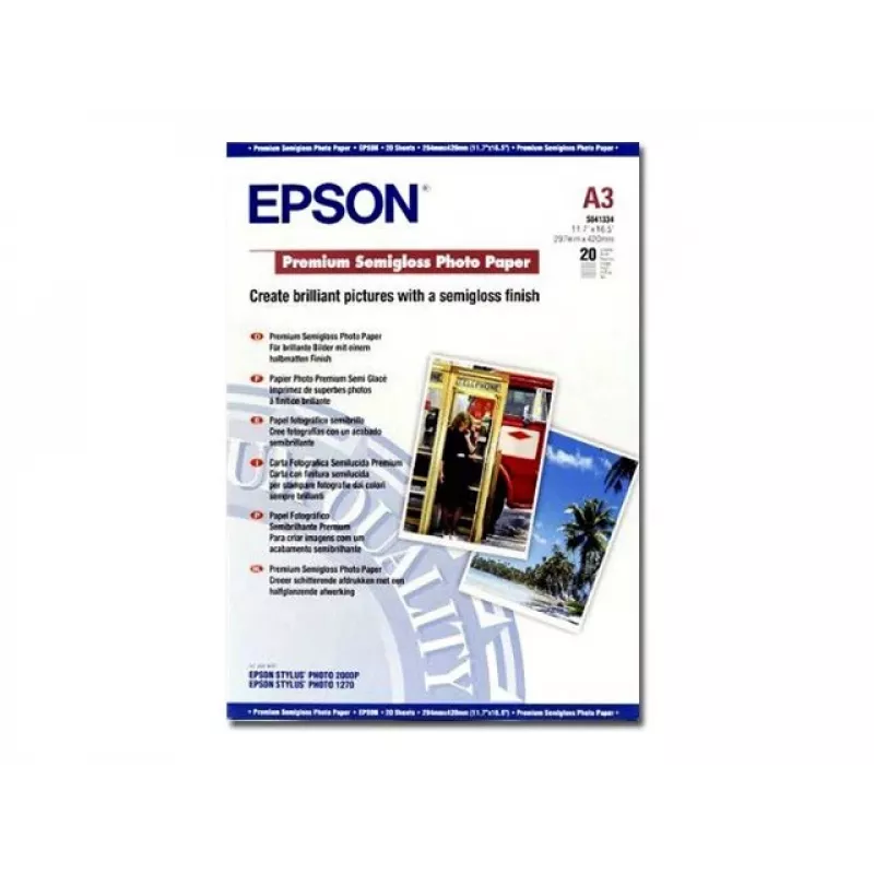 Papel fotográfico Epson Premium Semigloss, DIN A3, 251 g/m², 20 hojas