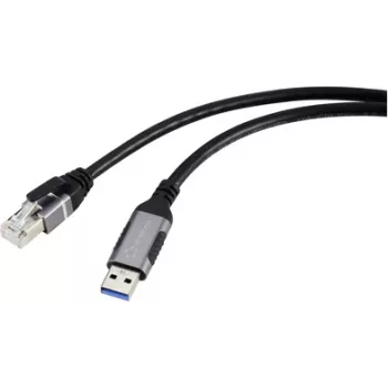 Renkforce cable adaptador USB, red [1x conector macho USB 3.2 Gen 1 A (USB 3.0) - 1x conector macho RJ45] 5,00 m conector de aluminio (RF-6055786)