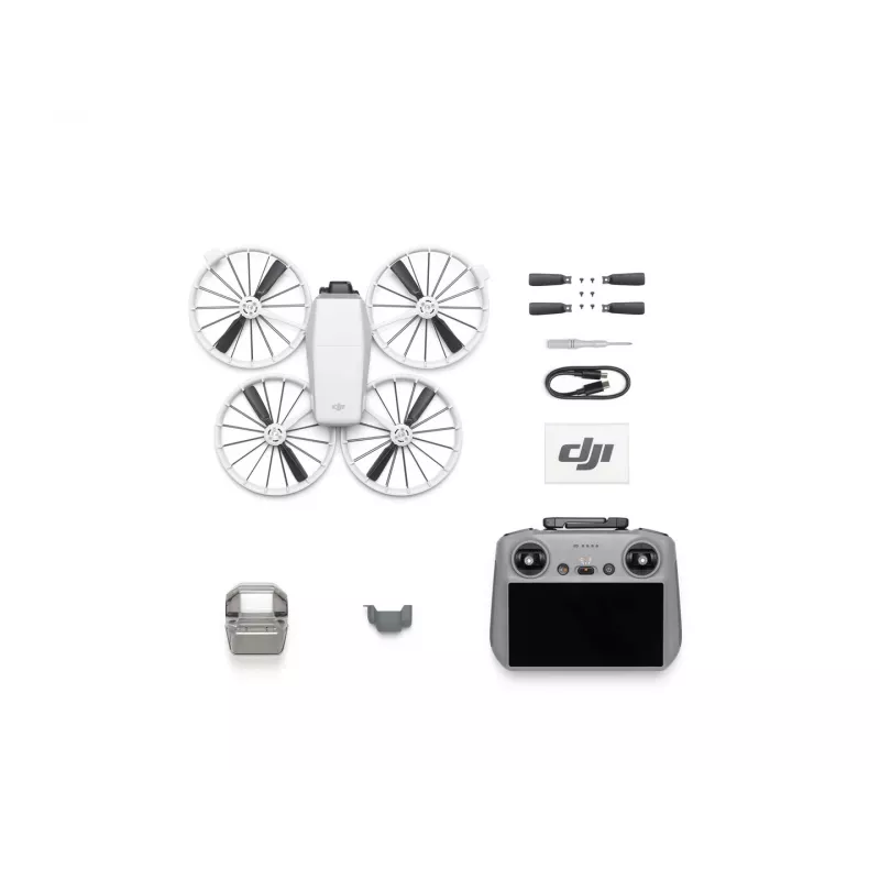 Dron DJI Flip con mando DJI RC 2, 48 MP, 4K HDR (3840x2160), 3110 mAh, 16 m/s, hasta 31 min de vuelo, menos de 249 g, negro/blanco