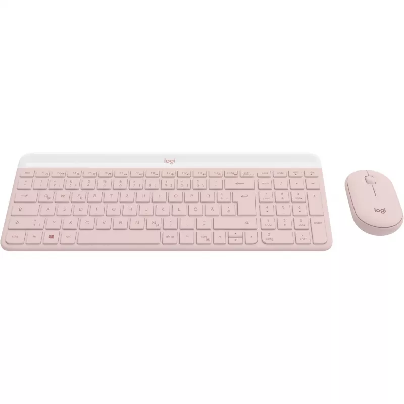 Logitech Slim Wireless Combo MK470 - conjunto teclado-ratón - inalámbrico - 2,4 GHz - QWERTY - rosé (920-011314)