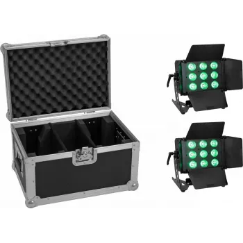 EUROLITE juego de 2x LED CLS-9 QCL RGB/WW 9x7W con estuche