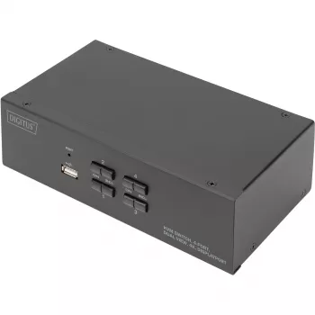 Switch KVM DIGITUS, 4 puertos, doble pantalla, 4K, DisplayPort®