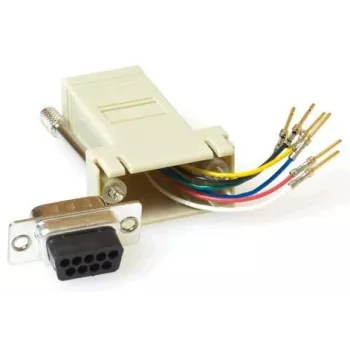 Cambiador de género de cable MicroConnect SAD008 — RJ45 hembra a DB9 hembra, beige
