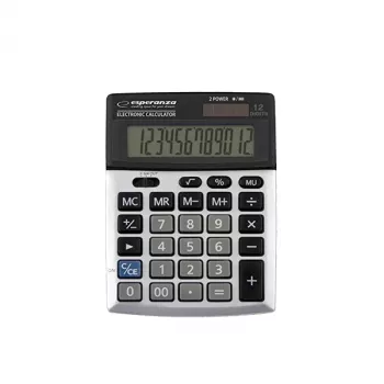 Calculadora de sobremesa ESPERANZA ECL102 — 12 dígitos, pantalla de 1 línea, a pilas, pantalla inclinable, negra/gris
