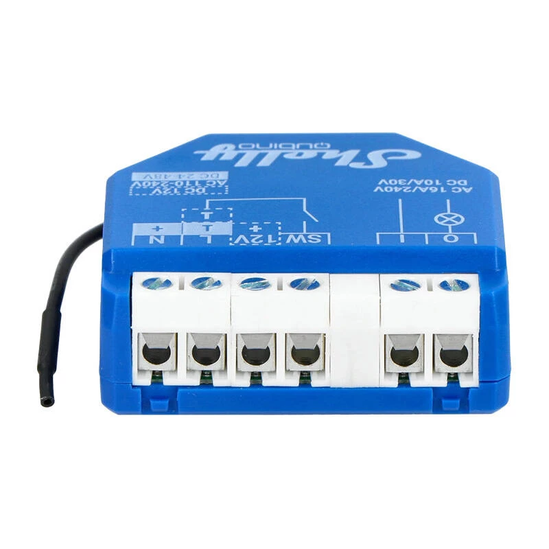Relé inteligente Shelly Qubino Wave 1, 1 canal, empotrable, Z-Wave, 16 A, 110–240 V AC / 24–48 V DC, plástico, azul