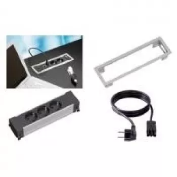 Bachmann POWER FRAME 3 tomas - Marco para conexiones - Gris plata, RAL 9006 (317.000)