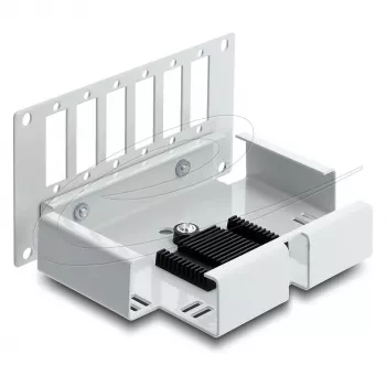 Panel de parcheo DELOCK 6 puertos fibra óptica para SC dúplex o LC cuádruple, gris metal, montaje en carril DIN