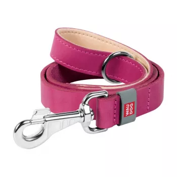 Correa para perro WAUDOG de cuero natural, 25 mm de ancho, 122 cm de longitud, rosa
