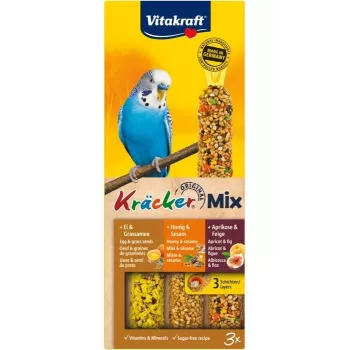Premios para pájaros Vitakraft Kräcker cilindro 80 g ×3 – snack con sabor a cereales para pájaros