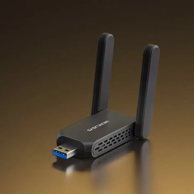 Adaptador USB Wi‑Fi MERCUSYS MA72XH AX1800 con antenas High‑Gain, USB‑A Plug‑and‑Play
