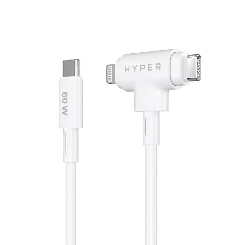 Cable USB HYPER HyperJuice USB 2.0 1,5 m USB-C USB-C/Lightning blanco