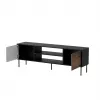 Mueble TV cama meble EF CORTINA 180×40×60 cm, parte superior negra, estructura nogal