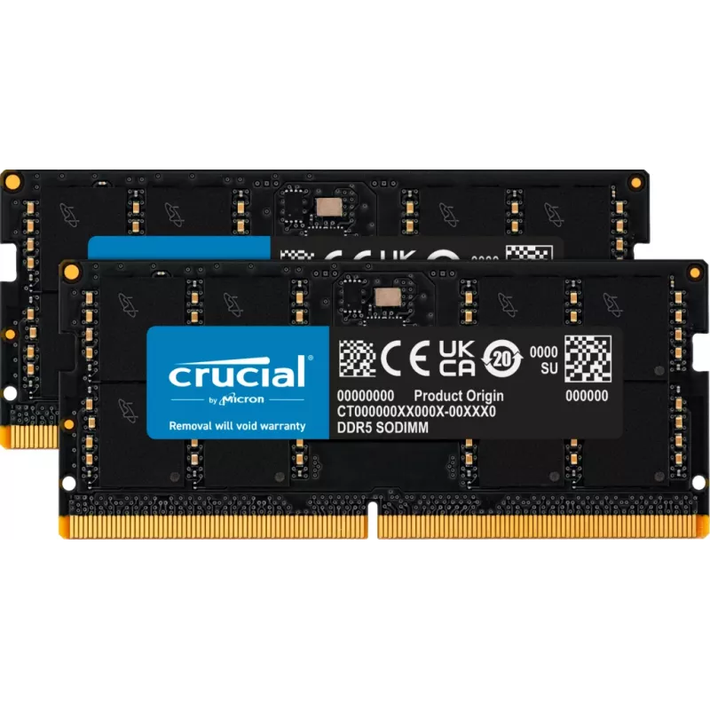 SO-DIMM 64 GB DDR5-4800 (2x 32 GB) kit dual, memoria RAM negra, CT2K32G48C40S5